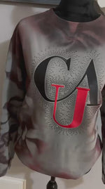Load and play video in Gallery viewer, Rhinestone Embroidered T-shirt/ Sweatshirt + Spray-paint
