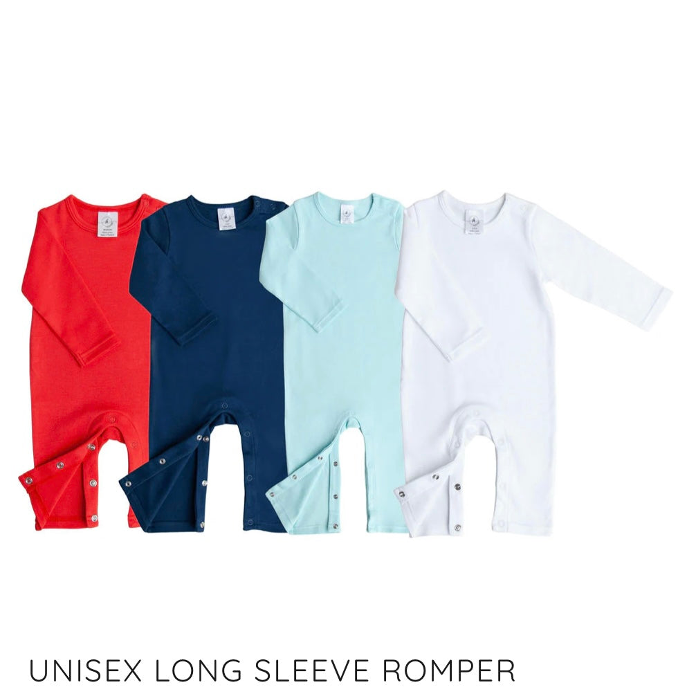 Unisex Long Sleeve Romper- Embroidered